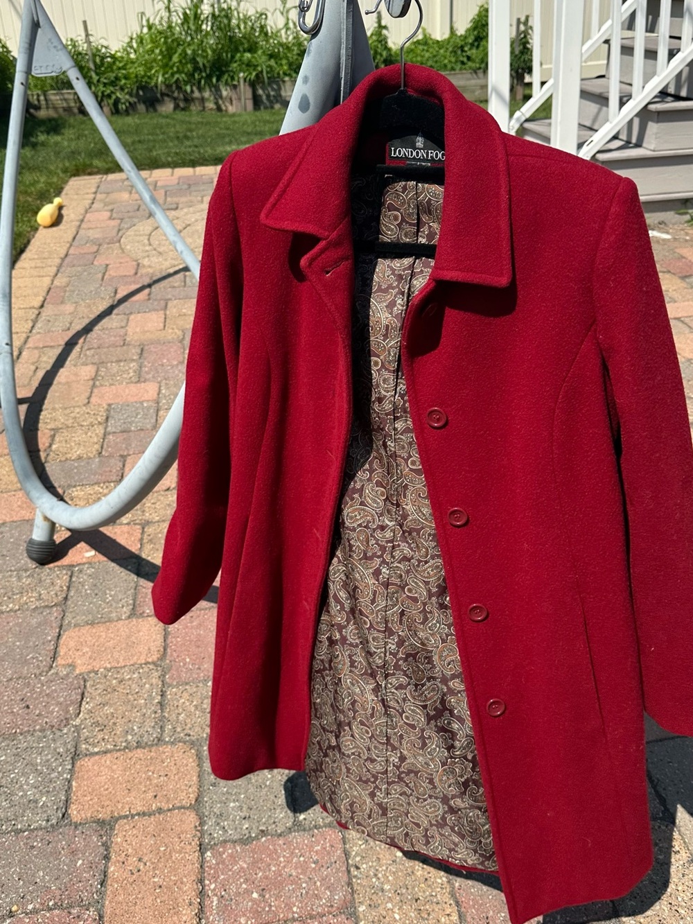 London Fog Red Wool Pea Coat